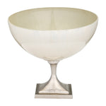 Sagebrook Home 17187-02 Glass, 11" Bowl with Metal Stand, Pearl White