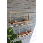 KALALOU NJH2061 Set of Two Square Iron with Mango Wood Shelves