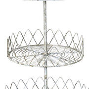 Benzara 3 Tier Metal Wire Stand with Lattice Design Sides, Antique White