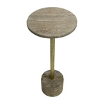 Sagebrook Home 18798 26" Travertine Accent Table, Natural/Gold Kd