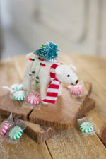 Kalalou CHB2197 Felt Polar Bear With Lights Christmas Ornament