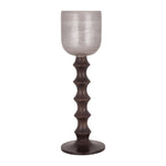 Sagebrook Home 18617-02 Glass, 24" Wooden Base Hurrican, Blush