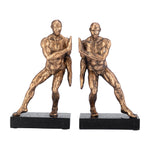 Sagebrook Home 17451 Resin, Set of 2 10" Push Wall Bookends, Bronze
