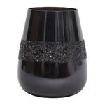 Sagebrook Home 80256-01 6" 26 Oz Forest Glitter Band Candle, Black