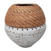 Sagebrook Home 18273 Clay, 9" Vase With Woven Top, White/Natural