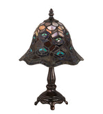 Meyda Lighting 30317 13.5"H Tiffany Peacock Feather Mini Table Lamp