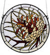 Meyda Lighting 30448 17"W X 17"H Pinecone Stained Glass Window Panel