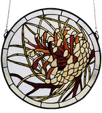 Meyda Lighting 30448 17"W X 17"H Pinecone Stained Glass Window Panel