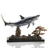 SPI Home 30969 Brass Shark with Prey Statue with Marble Base - Home Decor