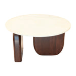 Sagebrook Home 17607-03 Marble/Wood, 30"x17" Round Cffee Tbl, Wlnt/White Kd