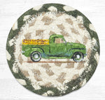 Earth Rugs Rustic Green Truck Coaster – 5" Round Printed Farmhouse Drink Mat