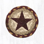 Earth Rugs Burgundy Star Coaster – 5"x5" Braided Jute with Primitive Americana Star Print for Rustic Farmhouse Decor
