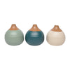 Sagebrook Home 12681-05 Set of 3 Matte Bud Vases, Deep Teal/Drk Sage/Cream