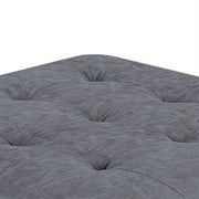 Benzara Contemporary Leatherette Rectangular tufted Ottoman, Gray
