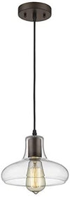 Chloe Lighting CH58009CL08-DP1 Dickens Industrial-Style 1 Light Rubbed Bronze Ceiling Mini Pendant 8`` Shade