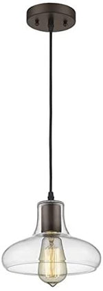 Chloe Lighting CH58009CL08-DP1 Dickens Industrial-Style 1 Light Rubbed Bronze Ceiling Mini Pendant 8`` Shade