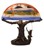 Meyda Lighting 32108 15"H Maxfield Parrish Reveries Reverse Painted Table Lamp