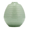 Sagebrook Home 17415-03 Ceramic, 7", Stripe Oval Vase, Dark Sage