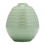 Sagebrook Home 17415-03 Ceramic, 7", Stripe Oval Vase, Dark Sage