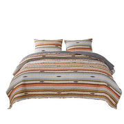 Benzara 3 Piece Microfiber King Size Quilt Set with Chevron Print, Multicolor