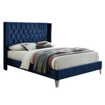 Better Home Products Alexa-50-Blue Alexa Velvet Upholstered Queen Platform Bed In Blue