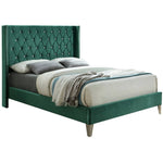 Better Home Products Alexa-50-Green Alexa Velvet Upholstered Queen Platform Bed In Green