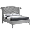 Better Home Products CLEO-50-GRY Cleopatra Crystal Tufted Velvet Platform Queen Bed In Gray