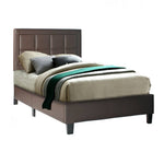 Better Home Products ELGNT-33-TOB Elegant Faux Leather Upholstered Panel Bed Twin In Tobacco
