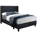 Better Home Products Fabric070-Charcoal Gia Tufted Fabric Upholstered Platform Storage Bed Charcoal