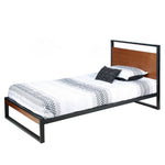 Better Home Products MAXIMO-33 Maximo Metal And Wood Platform Bed Frame Twin Brown Oak