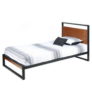 Better Home Products MAXIMO-33 Maximo Metal And Wood Platform Bed Frame Twin Brown Oak