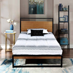 Better Home Products MAXIMO-33 Maximo Metal And Wood Platform Bed Frame Twin Brown Oak