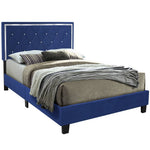 Better Home Products Monica-46-Blu Monica Velvet Upholstered Full Platform Bed In Blue