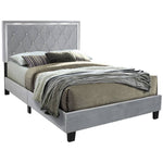 Better Home Products Monica-46-Gray Monica Velvet Upholstered Full Platform Bed In Gray