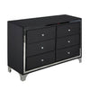 Better Home Products MONICA-DD-BLK Monica Velvet Upholstered Double Dresser In Black