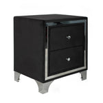 Better Home Products MONICA-NTR-BLK Monica Velvet Upholstered 2 Drawer Nightstand In Black