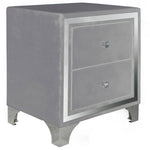 Better Home Products MONICA-NTR-GRY Monica Velvet Upholstered 2 Drawer Nightstand In Gray