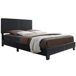 Better Home Products NORA-50-BLK Nora Faux Leather Upholstered Queen Panel Bed In Black