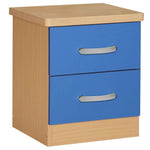Better Home Products NTR-2D-Blu Cindy Faux Wood 2 Drawer Nightstand In Blue