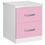 Better Home Products NTR-2D-PNKWHT Cindy Faux Wood 2 Drawer Nightstand In Pink & White