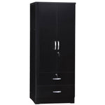 Better Home Products NW-108-BLK Grace Wood 2-Door Wardrobe Armoire With 2-Drawers In Black