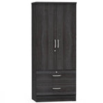 Better Home Products NW-108-GRY Grace Wood 2-Door Wardrobe Armoire With 2-Drawers In Gray