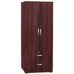 Better Home Products NW-108-MAH Grace Wood 2-Door Wardrobe Armoire With 2-Drawers Mahogany