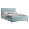 Better Home Products ROZA-50-L-BLU Roza Velvet Upholstered Queen Bed With Headboard Light Blue
