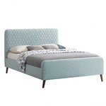 Better Home Products ROZA-50-L-BLU Roza Velvet Upholstered Queen Bed With Headboard Light Blue
