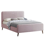 Better Home Products ROZA-50-L-PNK Roza Velvet Upholstered Queen Bed With Headboard Light Pink