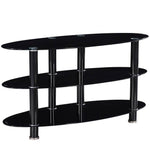 Better Home Products TV-1350-BLK Neo Oval Tempered Glass TV Stand For 40-inch TV In Black