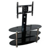 Better Home Products TV1000-RTA Ava Swivel Mount Oval Black Glass TV Stand For 55-inch TV