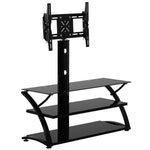 Better Home Products TV600 Rosa Swivel Mount Glass TV Stand For 60-inch TV In Black