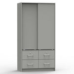 Better Home Products W44-LGRY Sarah Modern Wood Double Sliding Door Armoire In Light Gray
